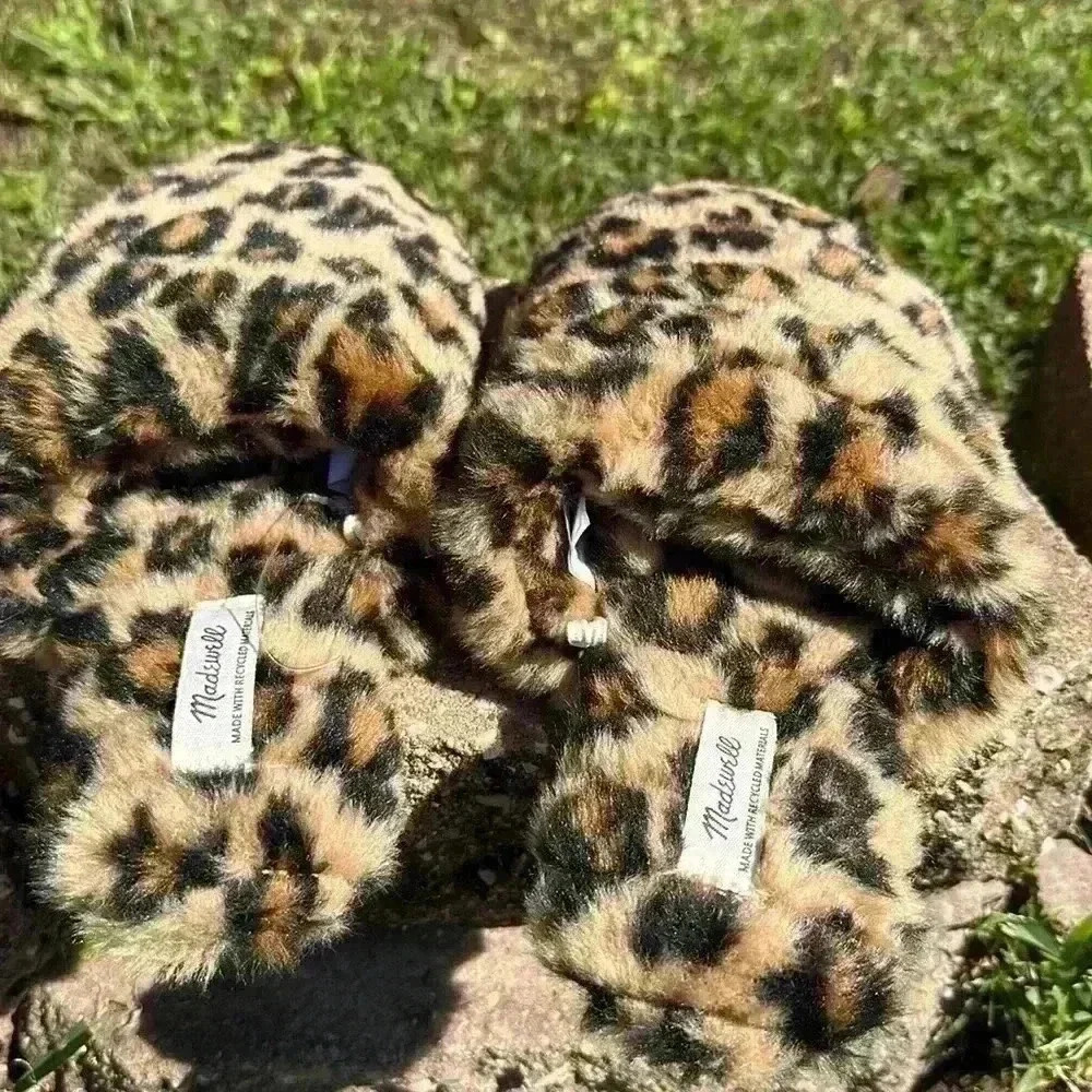 NWOT Madewell The Scuff Slipper Leopard Faux Fur 6 M - Picture 8 of 10